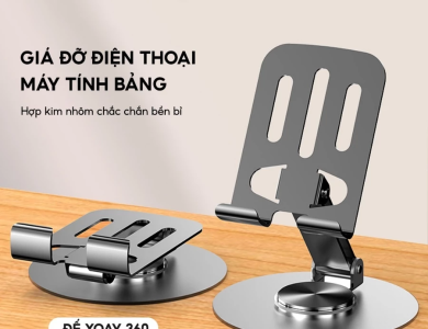 Giá đỡ điện thoại để bàn L98 chân xoay 360 độ tiện lợi bằng hợp kim nhôm gấp gọn