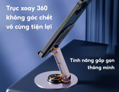 Giá đỡ điện thoại để bàn L98 chân xoay 360 độ tiện lợi bằng hợp kim nhôm gấp gọn
