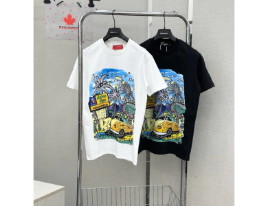 Áo Phông Cho Nam Nữ Dsquared2 Họa Tiết in hình cây dừa Cực Sắc Nét Đẹp 2 Màu Trắng Đen hot 2025 [M02]