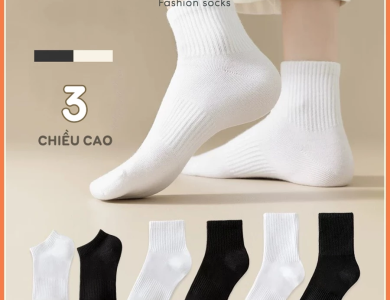 Tất nam nữ bassic dễ phối đồ , tất vớ cotton co dãn bốn chiều thấm hút mô hôi chân - Aguo shop