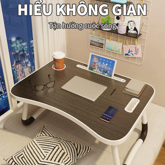 AIODIY Bàn học làm việc gấp gọn Bàn gấp máy tính xách tay Với Cup Holder Với khe cắm thẻ