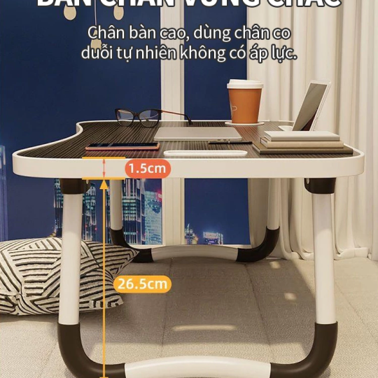 AIODIY Bàn học làm việc gấp gọn Bàn gấp máy tính xách tay Với Cup Holder Với khe cắm thẻ