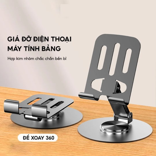 Giá đỡ điện thoại để bàn L98 chân xoay 360 độ tiện lợi bằng hợp kim nhôm gấp gọn