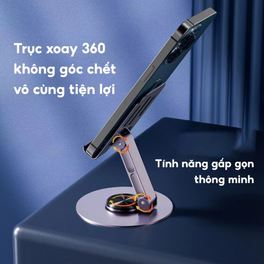 Giá đỡ điện thoại để bàn L98 chân xoay 360 độ tiện lợi bằng hợp kim nhôm gấp gọn