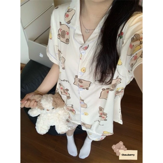 BỘ NGỦ NỮ CAXA 🦋 SET PIJAMA MẶC NHÀ 2 MÀU XANH CAM🦋