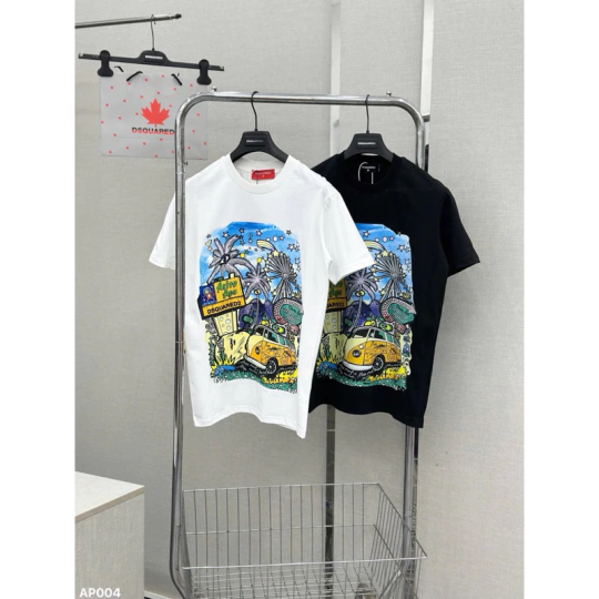Áo Phông Cho Nam Nữ Dsquared2 Họa Tiết in hình cây dừa Cực Sắc Nét Đẹp 2 Màu Trắng Đen hot 2025 [M02]