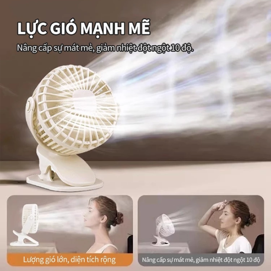 (18000 mAh)Quạt mini để gió Quạt kẹp bàn cầm tay di động có thể xoay 360°-BH 18 tháng