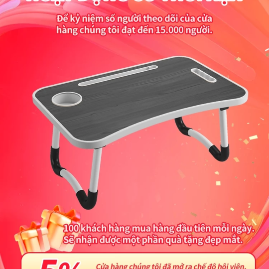 AIODIY Bàn học làm việc gấp gọn Bàn gấp máy tính xách tay Với Cup Holder Với khe cắm thẻ